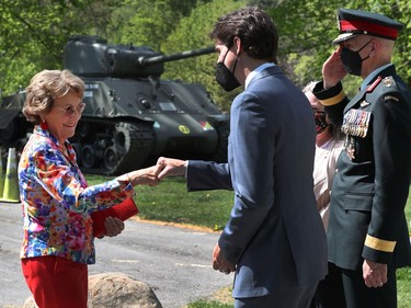 Royal Highness Princess Margriet of the Netherlands arrives at the Beechwood Cemetery to see Prime Minister Justin Trudeau Friday afternoon. Princess Margriet and Prime Minister Trudeau were unveiling a plaque of General Foulkes at Beechwood Cemetery.