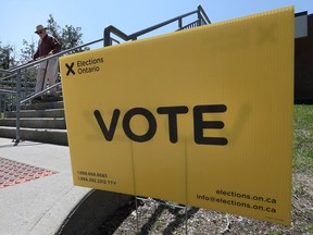 An Elections Ontario polling station at Ottawa's Brewer Park in May 2022.