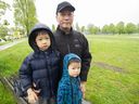 David Chen and two of his children, Max and Guss in Vancouver.