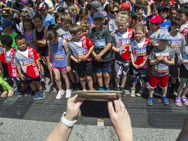 Children filled the start corral for the Kids Marathon that kicked off Tamarack Ottawa Race Weekend.