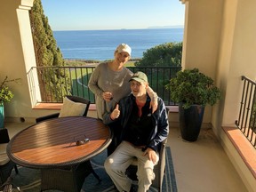 Norm Macdonald, right, and Lori Jo Hoekstra at Rancho Palos Verdes, Calif., in January 2021. He would have a third stem cell transplant in March.