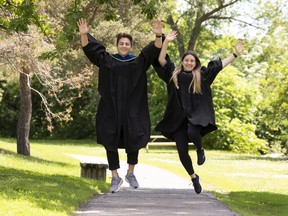 Brother and sister Nick and Elisa Kazan celebrated convocation at Carleton this year after one- and two-year waits for their degrees due to the COVID-19 pandemic, which led to cancellation of in-person ceremonies in 2020 and 2021.