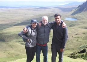 Alex Hay photographed in Scotland with his children, Maddie and Desmond.  Supplied photo
