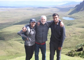 Alex Hay photographed in Scotland with his children, Maddie and Desmond. Supplied photo