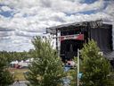 Crews prepare the site on LeBreton Flats earlier this week for Canada Day festivities. 