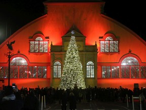 The lighting of the Christmas tree in front of the pavillion.