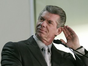 Files: WWE Chairman Vince McMahon speaks during WWE Special Announcement in Toronto, June 1.