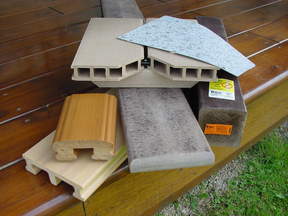There are many types of composite and synthetic deck lumbers. This assortment shows hollow and solids.