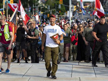 Canadian Forces veteran James Topp arrived at the National War Memorial early Thursday evening, completing a cross-country march to protest COVID-19 vaccine mandates. Thursday, Jun. 30, 2022.