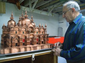 Vittorio Petrin with a replica of St. Mark’s Basilica he built while losing his vision to retinitis pigmentosa.  SUPPLIED PHOTOS