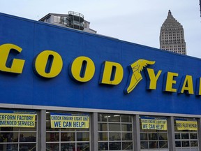 FILE - This is a Goodyear tire garage in downtown Pittsburgh on Wednesday, Jan. 12, 2022. Nine years after the last one was made, Goodyear has agreed to recall more than 173,000 recreational vehicle tires that the government says can fail and have killed or injured 95 people since 1998.