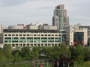 A file photo of Ottawa City Hall. City staff's proposed inclusionary zoning would apply after a one-year transition period to new developments of 50 or more units in 26 protected areas at major transit stations, which were designated in the official plan.
