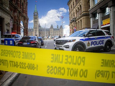 Police closed streets around Parliament Hill on Saturday.