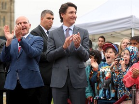 Along with other politicians and dignitaries, Prime Minister Justin Trudeau was on hand for the raising of the Pride flag on Parliament Hill Wednesday. 
Clinton Rymes,  (right centre in hat) was particularly excited to get so close to the PM, along with his classmates from a Montessori school in Oakville who'd travelled to the capital for the ceremony.
