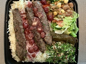 Kebab Karaz (ground beef kebab marinated with cherries) from Syrian Kitchen.