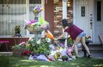 A memorial of flowers was at a home where Anne-Marie Ready, 50, and her daughter Jasmine Ready, 15, died in a stabbing attack on June 27.