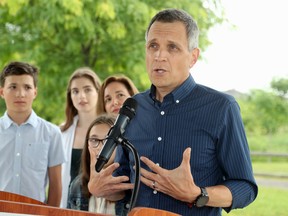 Mark Sutcliffe announced his candidacy for mayor June 29 at a park in Kanata.