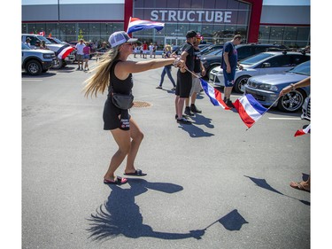 A group of 'freedom' supporters gathered together in the west end of Ottawa  in the Structube parking lot on Saturday, July 23, 2022. The group left the lot midday and did a slow-roll protest in support of the Dutch farmers along the 417. The group then met with another group of protesters outside the Dutch Embassy in Constitution Square and moved their protest around the downtown core hitting the National War Memorial, Parliament Hill and many downtown streets.