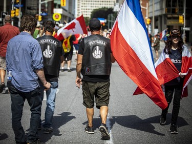 A group of 'freedom' supporters gathered together in the west end of Ottawa  in the Structube parking lot on Saturday, July 23, 2022. The group left the lot midday and did a slow-roll protest in support of the Dutch farmers along the 417. The group then met with another group of protesters outside the Dutch Embassy in Constitution Square and moved their protest around the downtown core hitting the National War Memorial, Parliament Hill and many downtown streets.