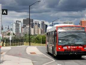 July 25, 2022 –R1 OC Transpo LRT bus replacement in Ottawa, July 25, 2022 on Albert St.