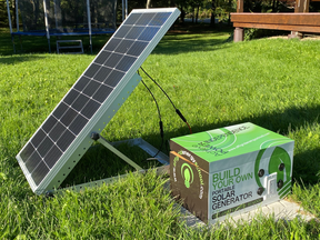 Steve Maxwell built this portable solar generator to provide power for his daughter’s street busking. Units like this can provide ongoing power for small items such as cell phones, computers and a travel kettle.