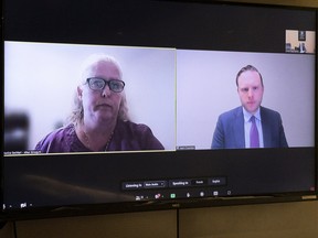 Monica Sechiari, (screen left), who led Altus Group's team of independent certifiers, is questioned by commission attorney Mark Coombes (screen right) during the Ottawa Light Rail Public Inquiry on Monday, May 4. July 2022.