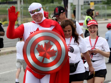 Captain Canada (Dominic Tremblay) took part of  the Canada Day festivities in Ottawa on Friday.  

Assignment 137805
Jean Levac/Ottawa Citizen