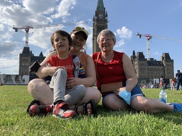 Jerry Buburuz, 5, his mother, Viki Sikur, and his grandmother, Ruby Kennedy, enjoyed a Canada Day visit to Parliament Hill.