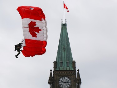 The SkyHawks parachute team perform during the Canada Day festivities in Ottawa.