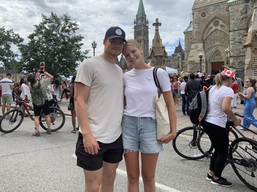 Jake Jurgeneit and Svea Moody were visiting from Langley, B.C. for Canada Day in Ottawa.