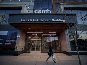 The Centre for Addiction and Mental Health says it has been awarded Canada's first federal grant to study the effects of a psychedelic chemical component in "magic mushrooms" on treatment-resistant depression. The Centre for Addiction and Mental Health (CAMH) Queen Street campus is seen in Toronto, Sunday, March 14, 2021.