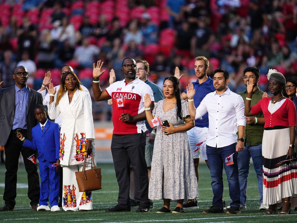 Nine new Canadian citizens sworn in before Toronto Blue Jays game