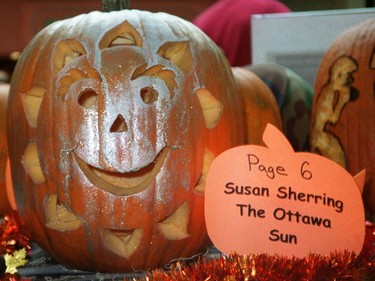 Pumpkin carved by Sue Sherring for Unicef.