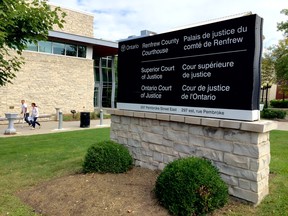 A file photo of the Renfrew County Courthouse in Pembroke.