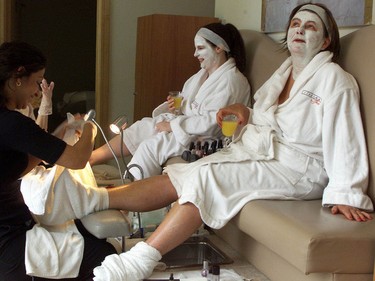 Sue Sherring on the right and Lea Miller at the Rinaldo's spa.