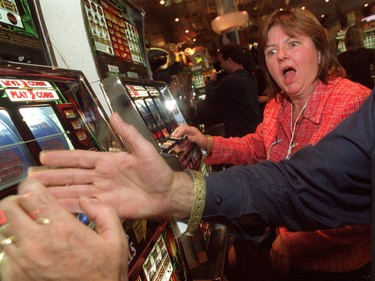 Sue Sherring watched as she gets beat at the SLOTS Thursday night at Rideau Carleton Raceway charity event.
