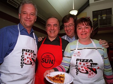 Don Brennan's 3rd Annual Pizza Pigout -- Rick Gibbons, Moe Attallah, Jim Watson, Sue Sherring.