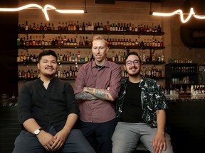 Ray Tang, Mike Campbell and Adam Ghor at their bar, Stolen Goods Cocktail Bar on Sparks Street.