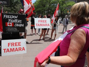 Tamara Lich supporters gathered at the courthouse on Elgin Street on Friday afternoon.74