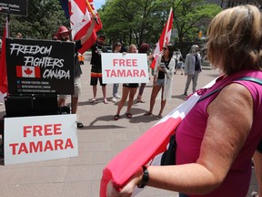 Supporters of Tamara Lich gathered at the Elgin Street courthouse on Friday afternoon74.