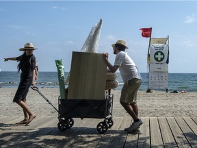 Toronto’s Kew-Balmy Beach was closed to swimming due to a high E.coli count, Wednesday July 20, 2022. [Photo Peter J. Thompson/National Post]