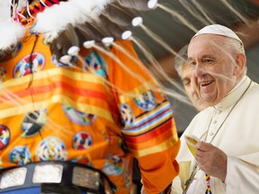 Pope Francis attends ceremonies in Maskwacis, Alberta, on July 25, 2022.