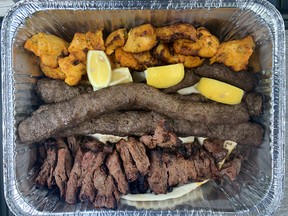 The Saffron Mix 10 assortment of kebabs from Saffron Kabab.