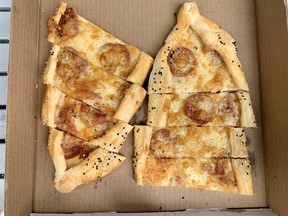 Sausage and cheese pita pie from Saffron Kabab.