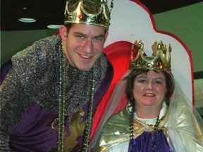 The Bear's Stuntman Stu and Sun columnist Sue Sherring at the Mardi Gras Masquerade Ball.