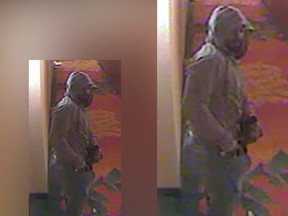 Photo of the suspect in 2018 hitting the death of Mohamad Mana.  Male #1: Caucasian/Middle Eastern male, athletic build, with facial hair, wearing a light gray hoodie, dark pants, and dark shoes.