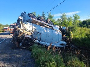 Ottawa Fire Services responded for a large vehicle rollover on Dwyer Hill Road on Wednesday morning.