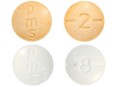 Hydromorphone hydrochloride tablets in 2 mg (top) and 8 mg (bottom) versions.