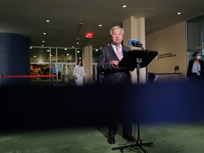 United Nations Secretary General Antonio Guterres speaks to the media at the start of the tenth annual review of the Nuclear Non-Proliferation Treaty at U.N. headquarters on August 01, 2022 in New York City.