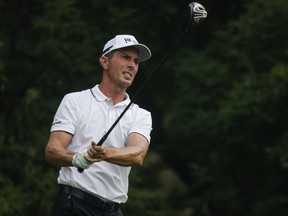 Mike Weir of Canada plays a tee shot on the 15th hole during the second round of the DICK'S Sporting Goods Open at En-Joie Golf Club on Aug. 20, 2022 in Endicott, New York.